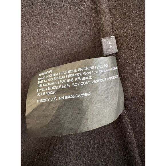 Theory Wool Cashmere Boy Winsome 2 Black Coat size P or XS - Picture 7 of 7